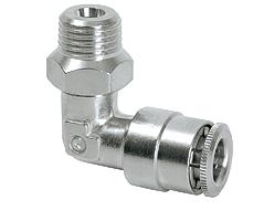 Tube connector M10x1 male for tube oØ 6 mm 90° - rotary type (brass nickel-plated)