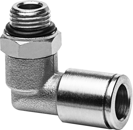 Tube connector M10x1 male for tube oØ 8 mm 90° - rotary type (brass nickel-plated)